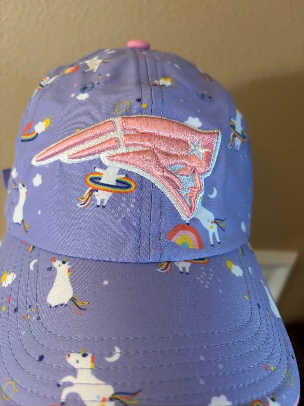 Girls 47 Embroidered England Patriots Purple Unicorn Hat Adjustable